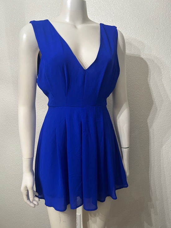 Poetry Pants - Poetry Cobalt Blue V-Neck Mini Skater Dress